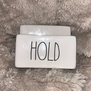 Rae Dunn White Ceramic 'HOLD' Container